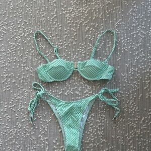 Mint Green Textured Bikini Set